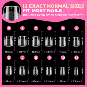 UNA GELLA Extra Short Square Nail Tips in use during manicure