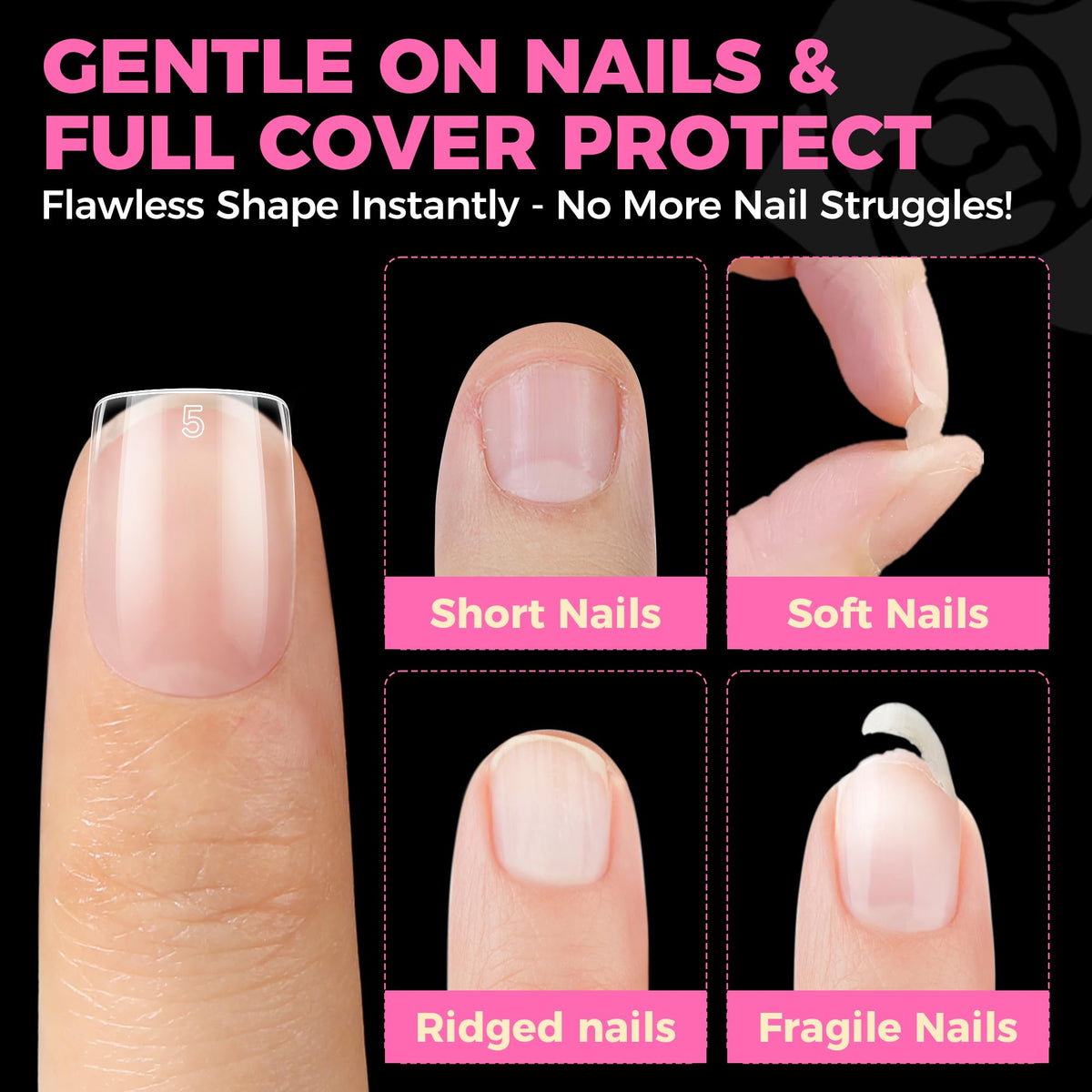 UNA GELLA Extra Short Square Nail Tips showing smooth edge