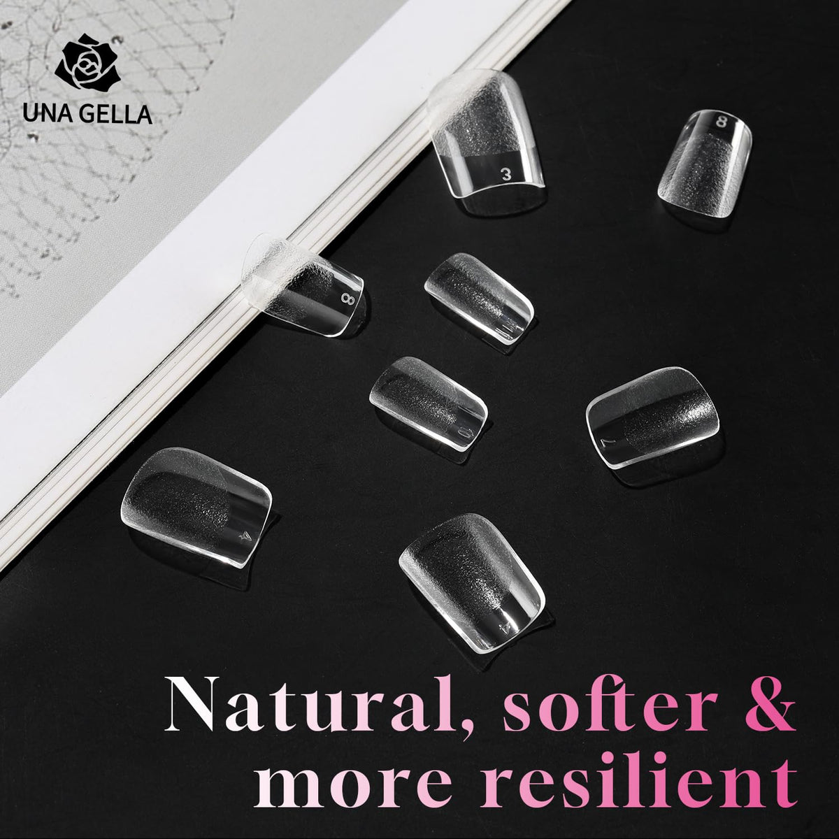 UNA GELLA Extra Short Square Nail Tips with no trace feature