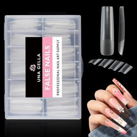 UNA GELLA Full Square Gel Fake Nails 120pcs clear tips front view