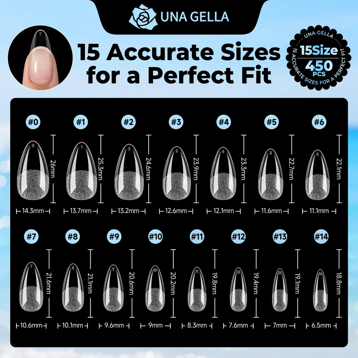 UNA GELLA Gel Nail Tips Almond Shape comparison with other tips