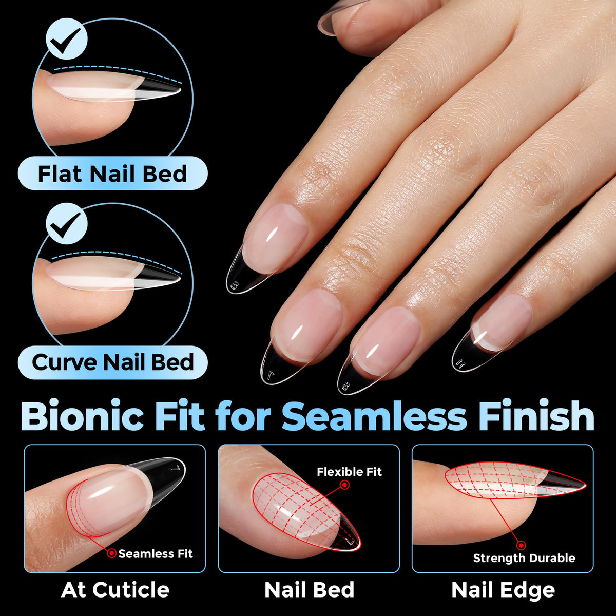 UNA GELLA Gel Nail Tips Almond Shape in different sizes