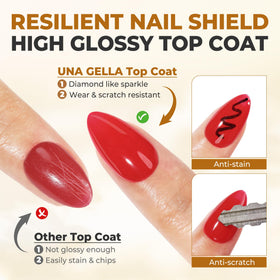 UNA GELLA Gel Top Coat 2PCS application on natural nails
