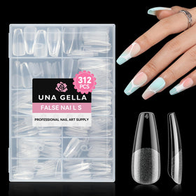 UNA GELLA Long Coffin Nail Tips 312PCS front view