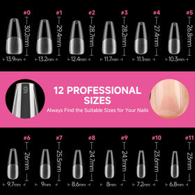 UNA GELLA Long Coffin Nail Tips 312PCS showing various nail shapes