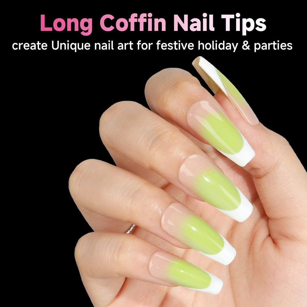 UNA GELLA Long Coffin Nail Tips 312PCS with nail polish