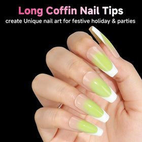 UNA GELLA Long Coffin Nail Tips 312PCS with nail polish
