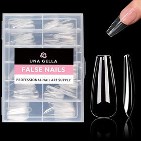 UNA GELLA Long Coffin Nail Tips 504pcs clear gel tips front view