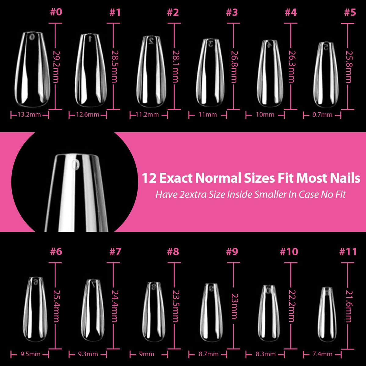 UNA GELLA Long Coffin Nail Tips applied on nails