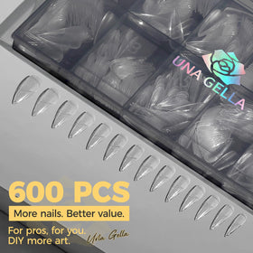 UNA GELLA Long Stiletto Gel Nail Tips 600Pcs packaging