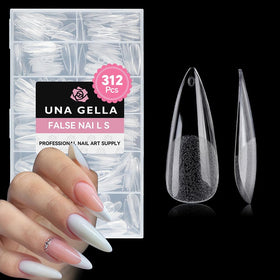 UNA GELLA Long Stiletto Nail Tips 312pcs clear gel nail extensions front view