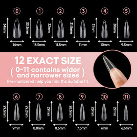 UNA GELLA Long Stiletto Nail Tips with nail art accessories