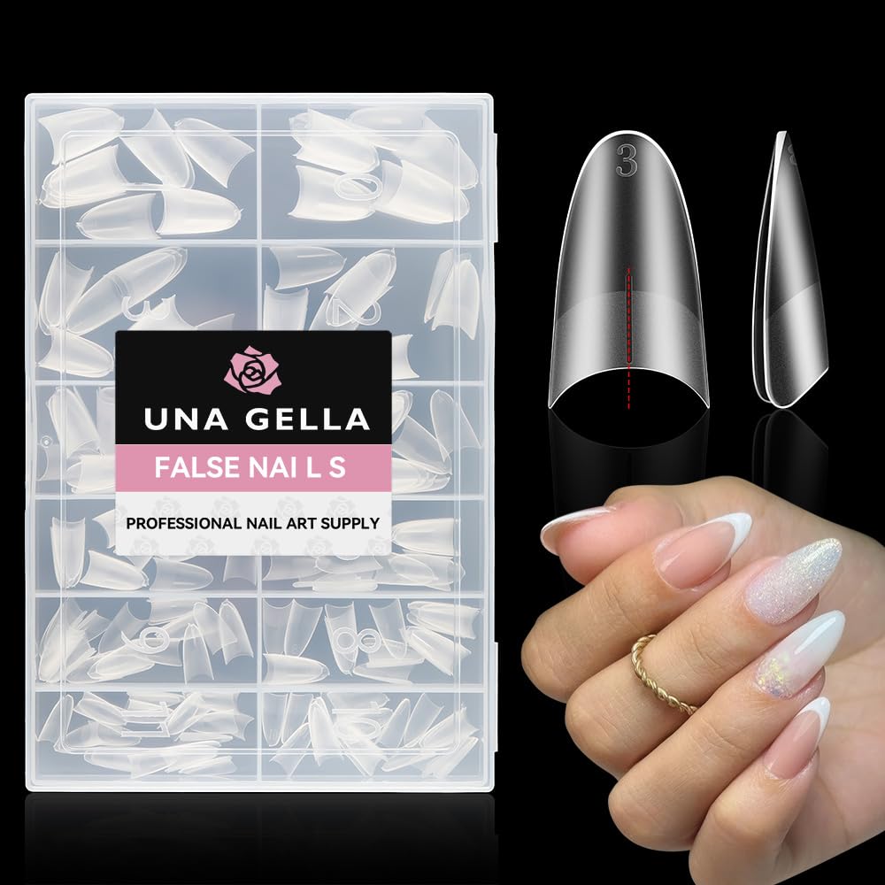 UNA GELLA Medium Almond Gel Nail Tips 216PCS front view