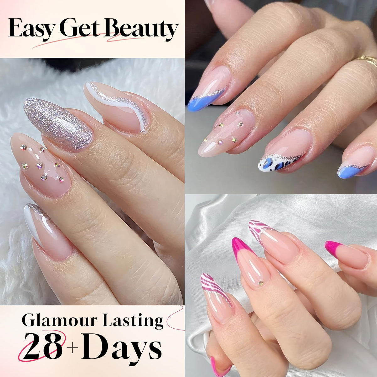 UNA GELLA Medium Almond Gel Nail Tips 216PCS packaging