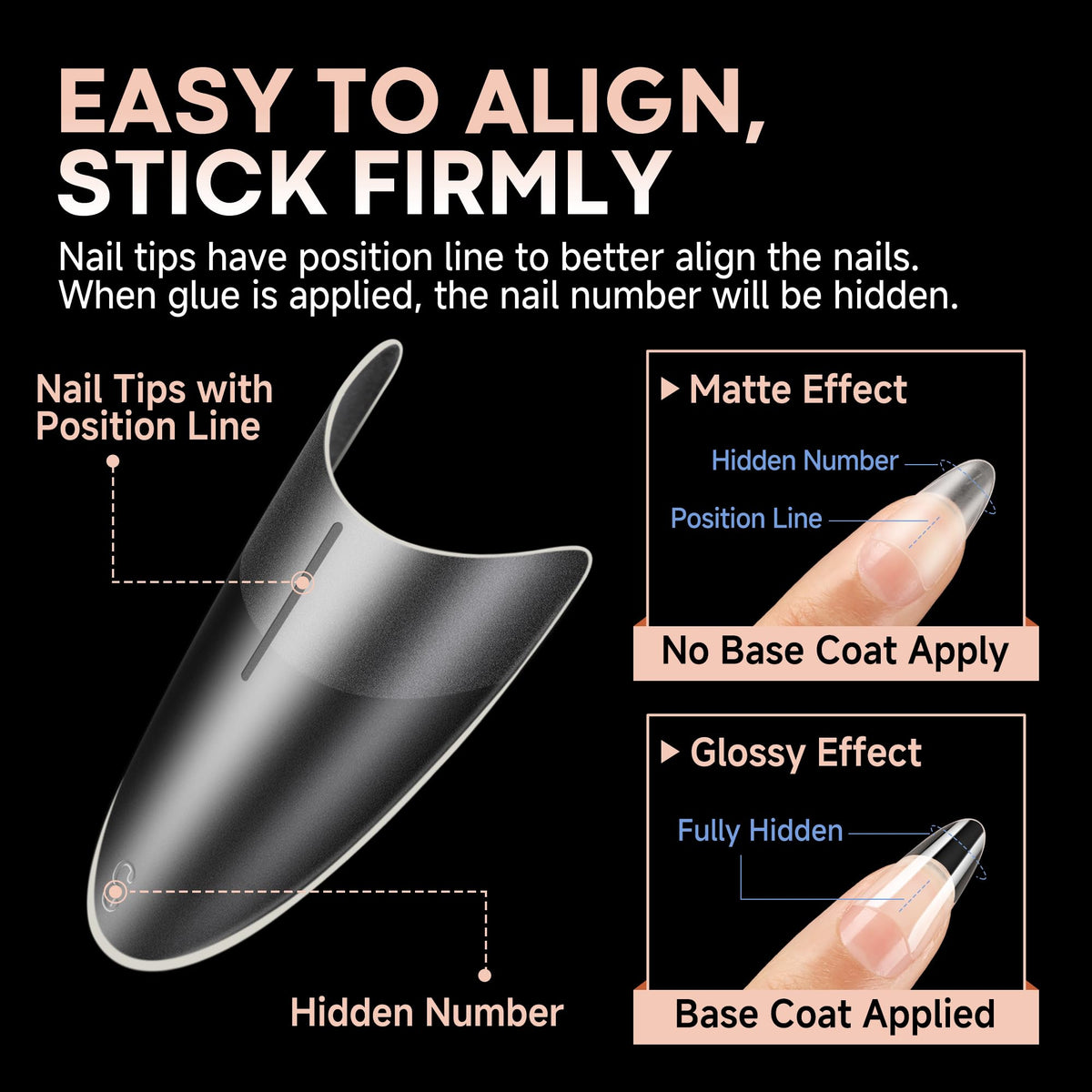 UNA GELLA Medium Almond Gel Nail Tips close-up of matte texture