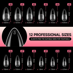 UNA GELLA Medium Almond Gel Nail Tips displayed with nail polish