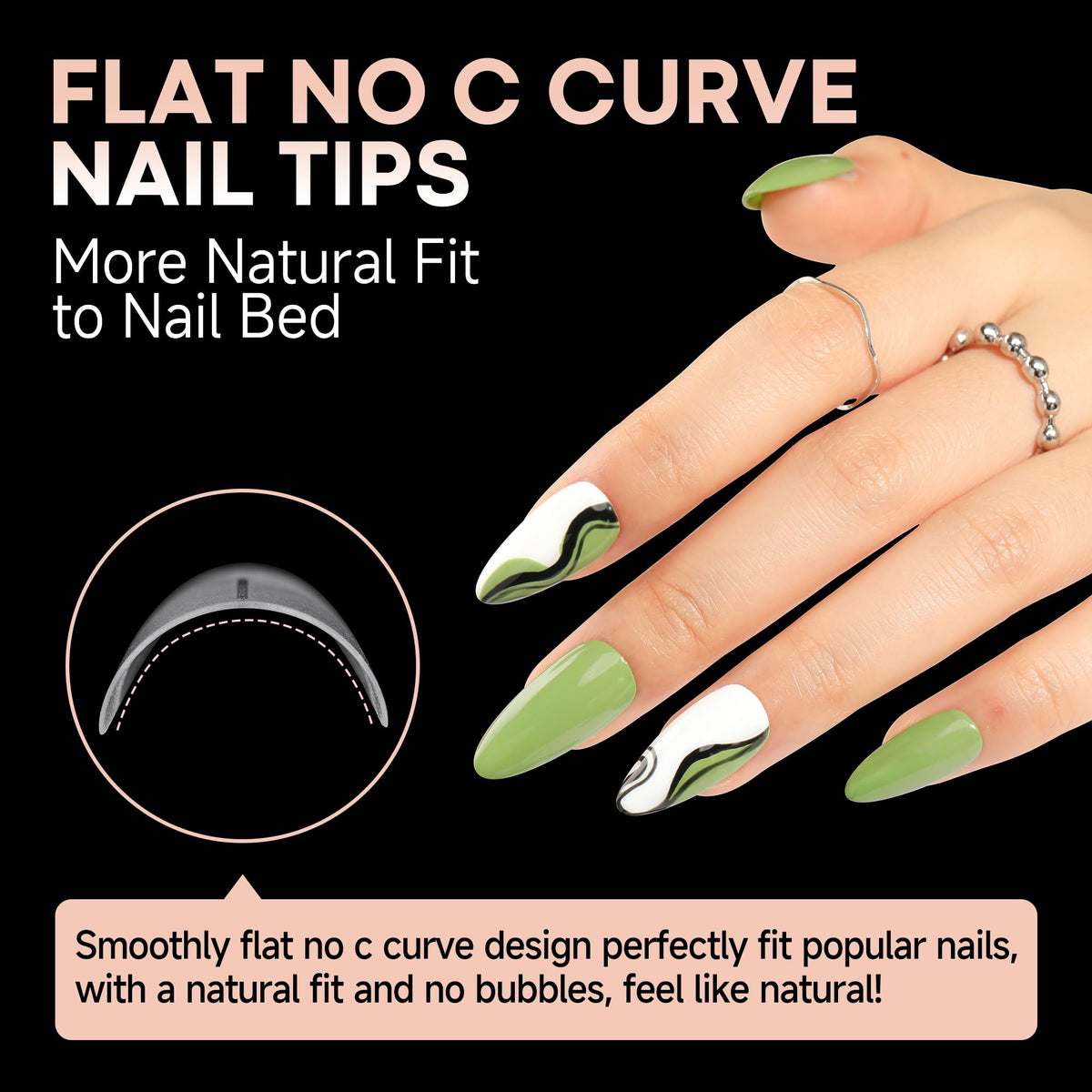 UNA GELLA Medium Almond Gel Nail Tips in use on nails