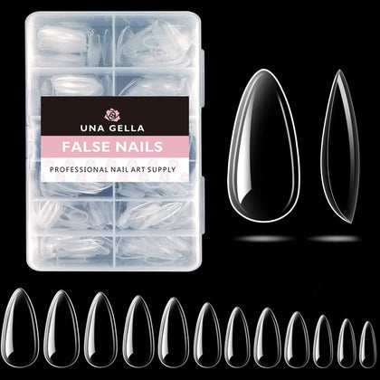 UNA GELLA Medium Almond Gel Nail Tips pack front view