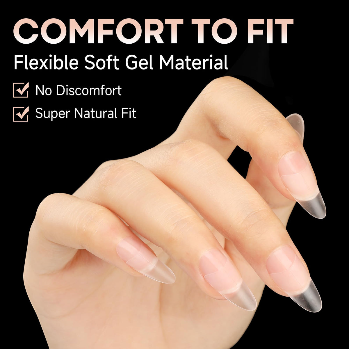 UNA GELLA Medium Almond Gel Nail Tips side view