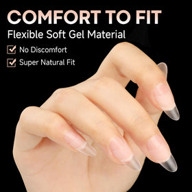 UNA GELLA Medium Almond Gel Nail Tips side view