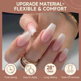 UNA GELLA medium coffin nail tips with nail art