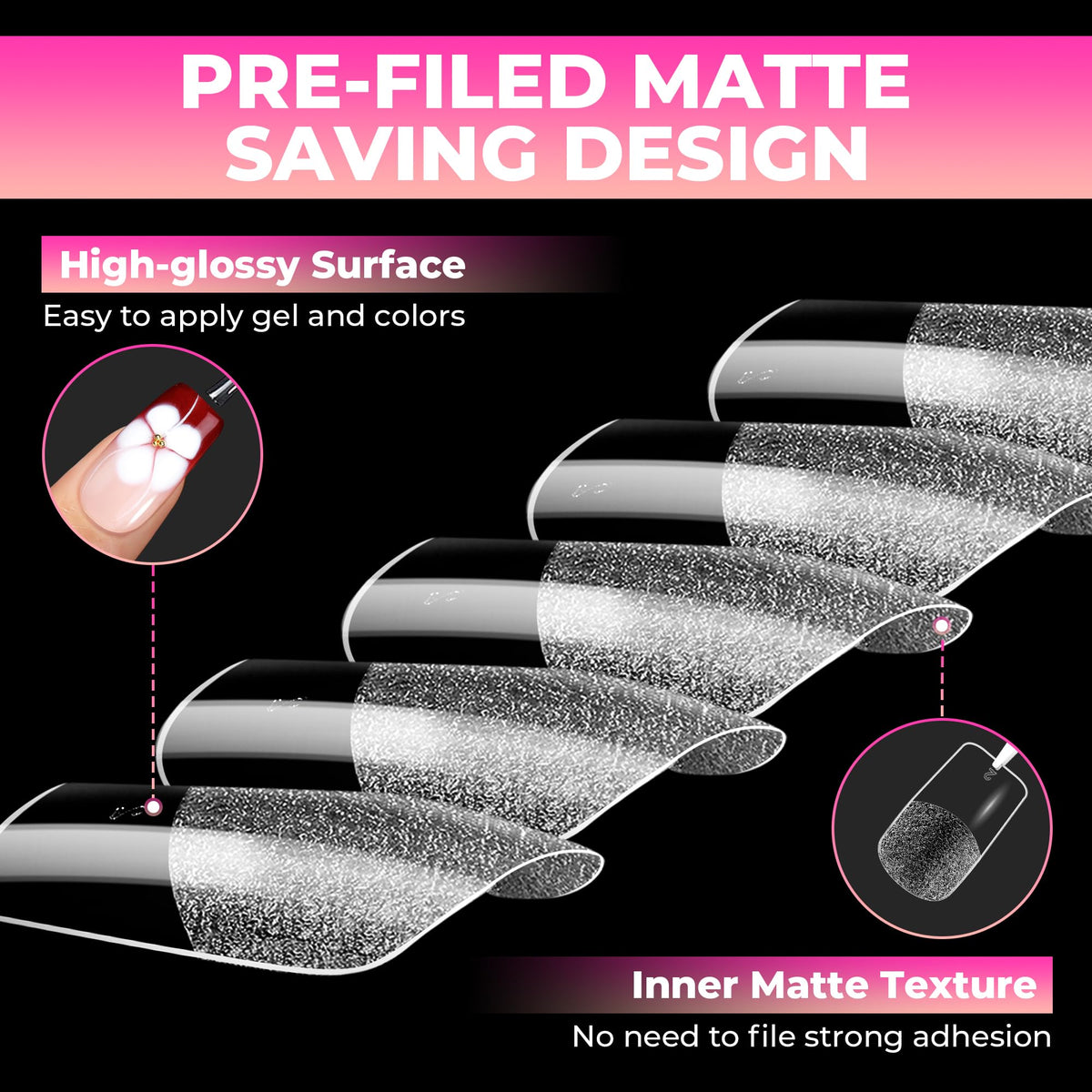 UNA GELLA Medium Square Gel Nail Tips displayed on a table