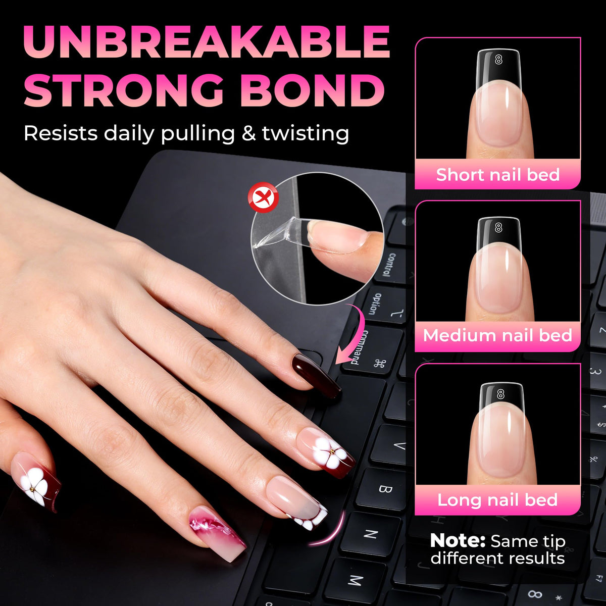UNA GELLA Medium Square Gel Nail Tips in use on nails