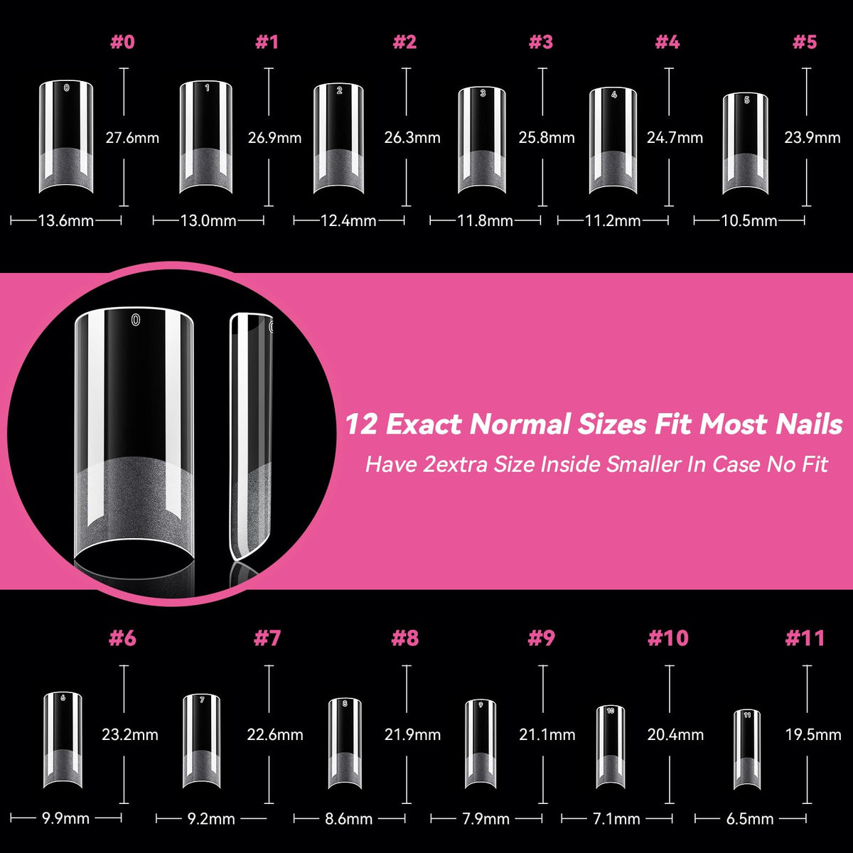 UNA GELLA Medium Square Nail Tips 216PCS showing thickness
