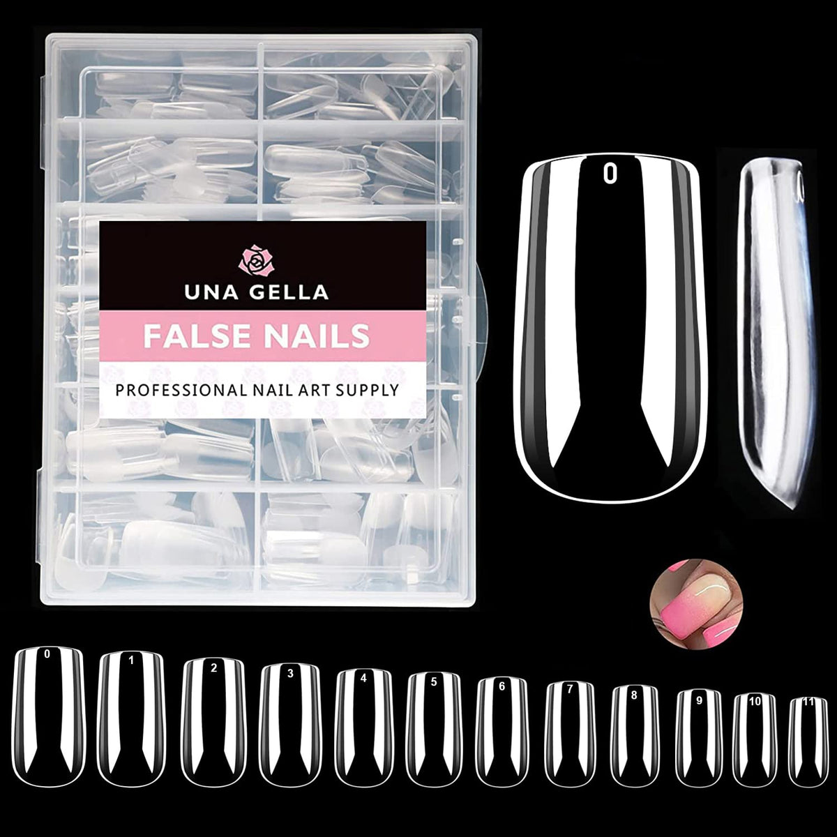 UNA GELLA Medium Square Nail Tips 504pcs front view