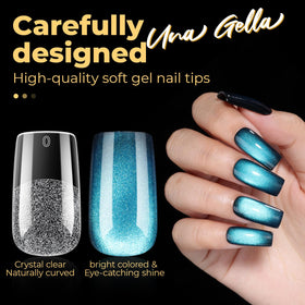 UNA GELLA Medium Square Nail Tips in hand for demonstration