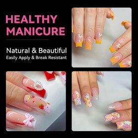 UNA GELLA Medium Square Nail Tips showing different sizes