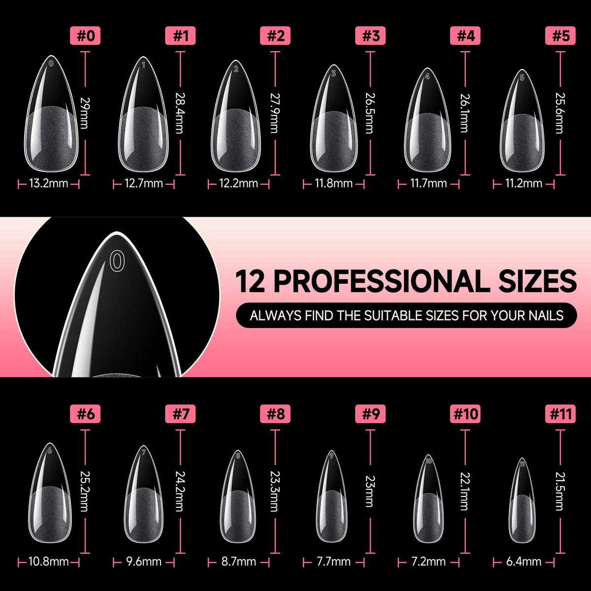 UNA GELLA Medium Stiletto Nail Tips packaging
