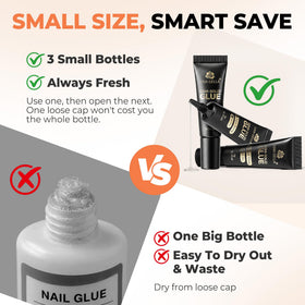 UNA GELLA Nail Glue 3 pack displayed on a table