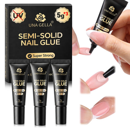 UNA GELLA Nail Glue 3 pack front view with tubes