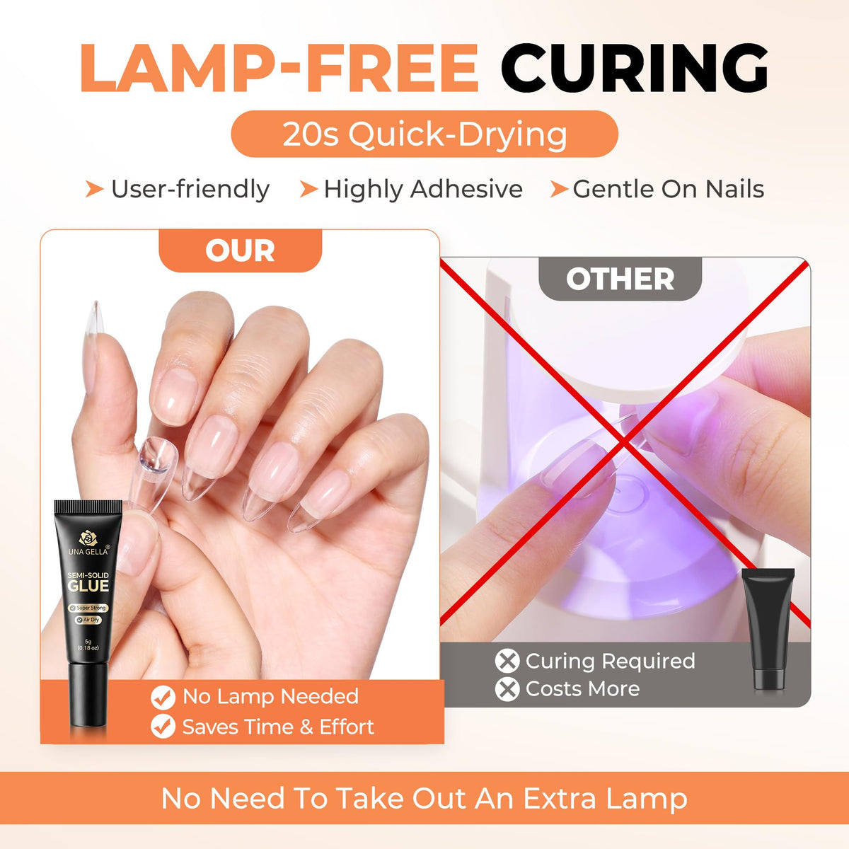 UNA GELLA Nail Glue 5g tube close-up