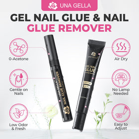 UNA GELLA nail glue applied on press-on nails