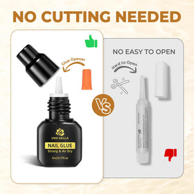 UNA GELLA nail glue demonstrating instant curing