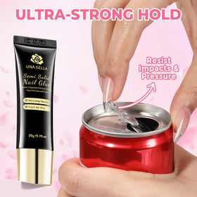 UNA GELLA nail glue in use with press on nails