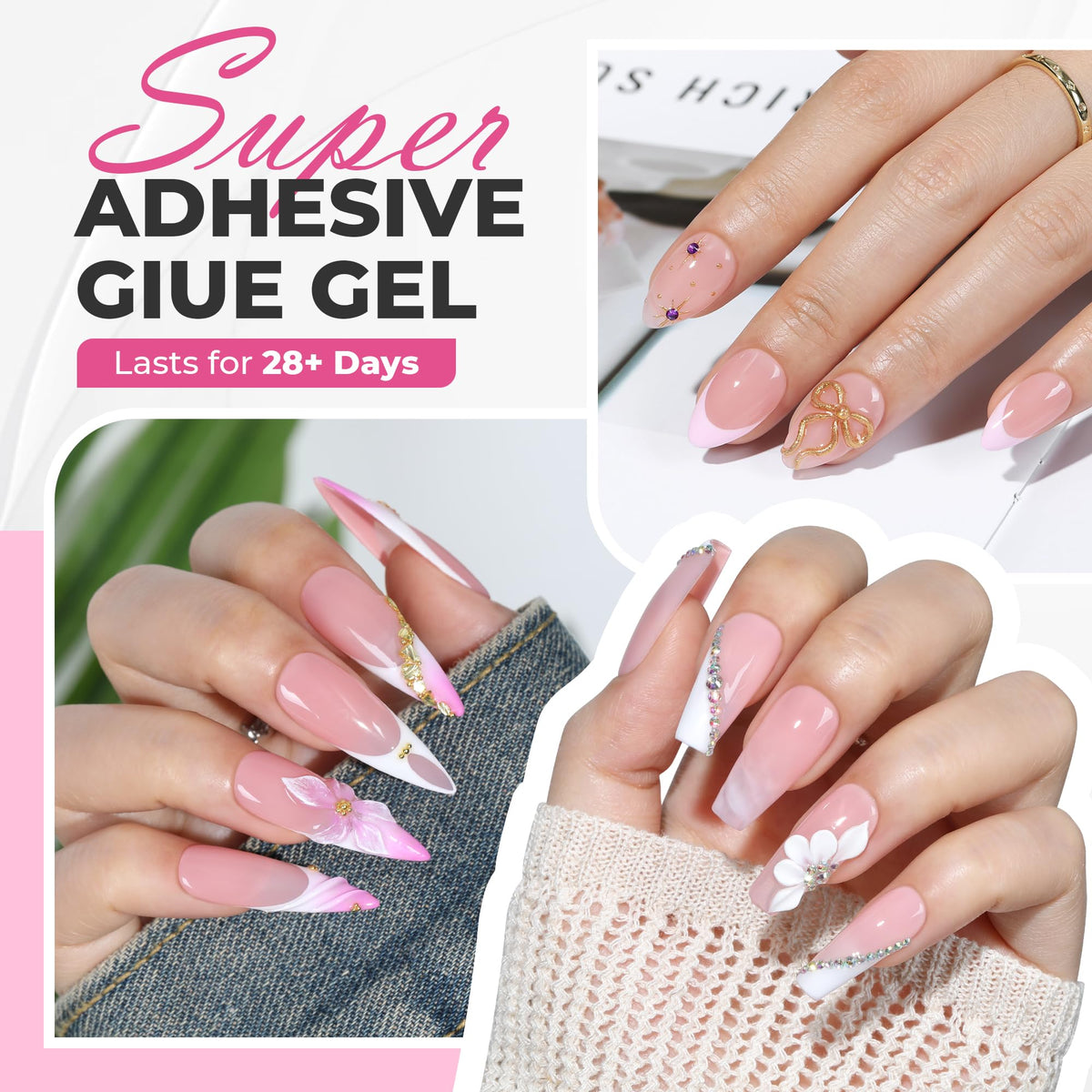 UNA GELLA nail glue kit packaging with instructions