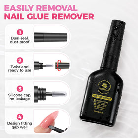 UNA GELLA Nail Glue Remover 15ml opened cap showing applicator
