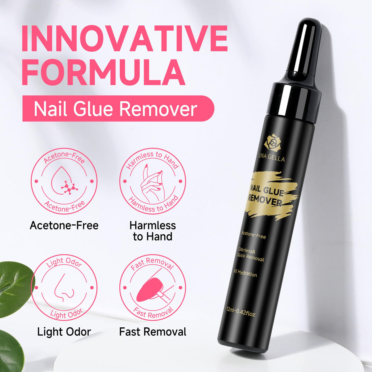 UNA GELLA Nail Glue Remover packaging with two bottles
