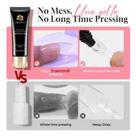 UNA GELLA Nail Glue showing crystal-clear finish