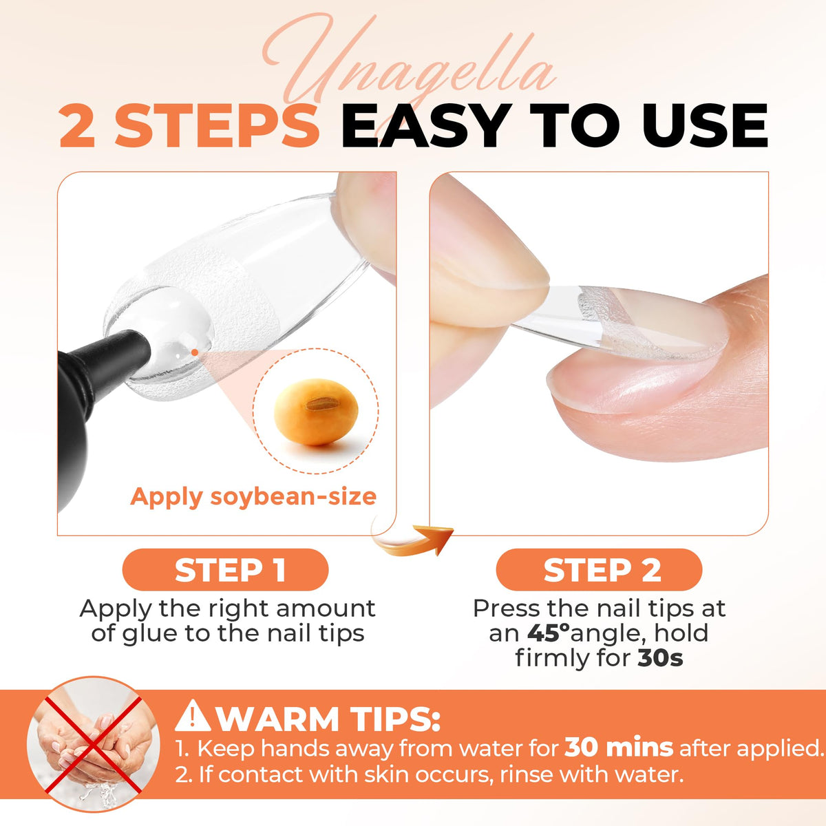 UNA GELLA Nail Glue with manicured nails