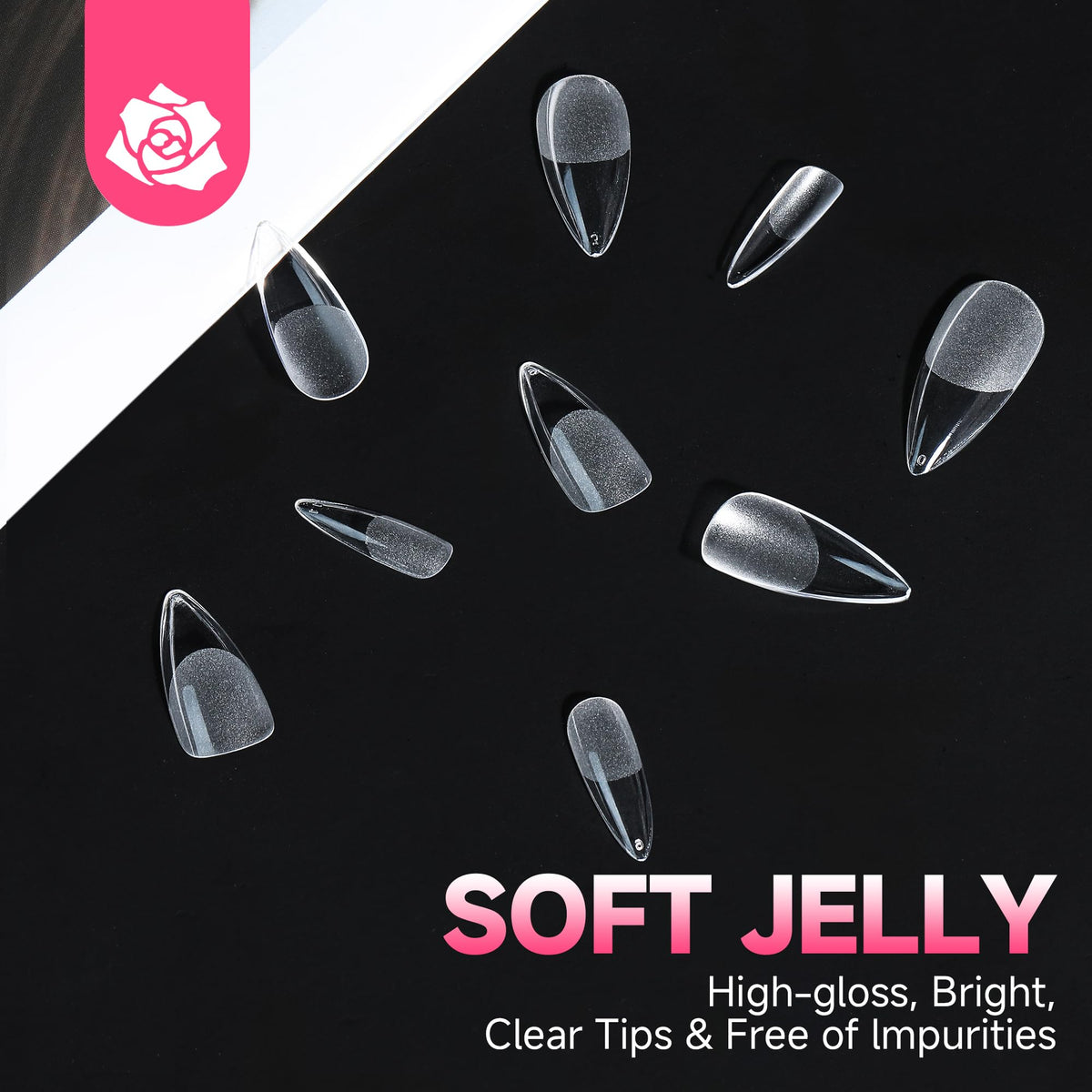 UNA GELLA nail tips arranged by size