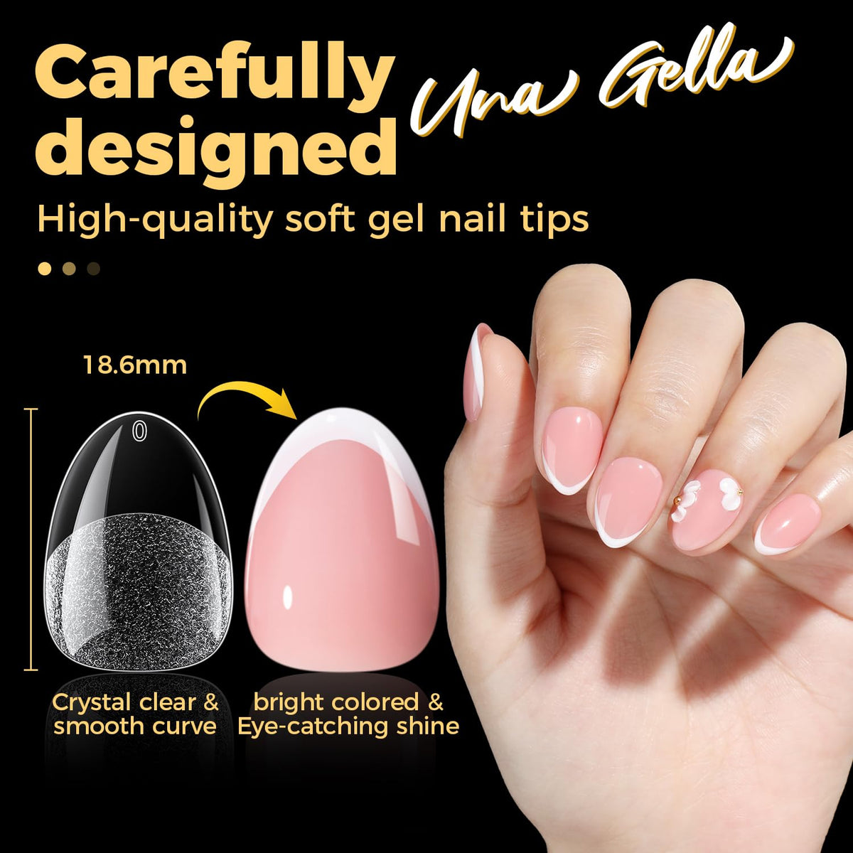 UNA GELLA nail tips being trimmed for custom shape