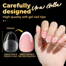 UNA GELLA nail tips being trimmed for custom shape