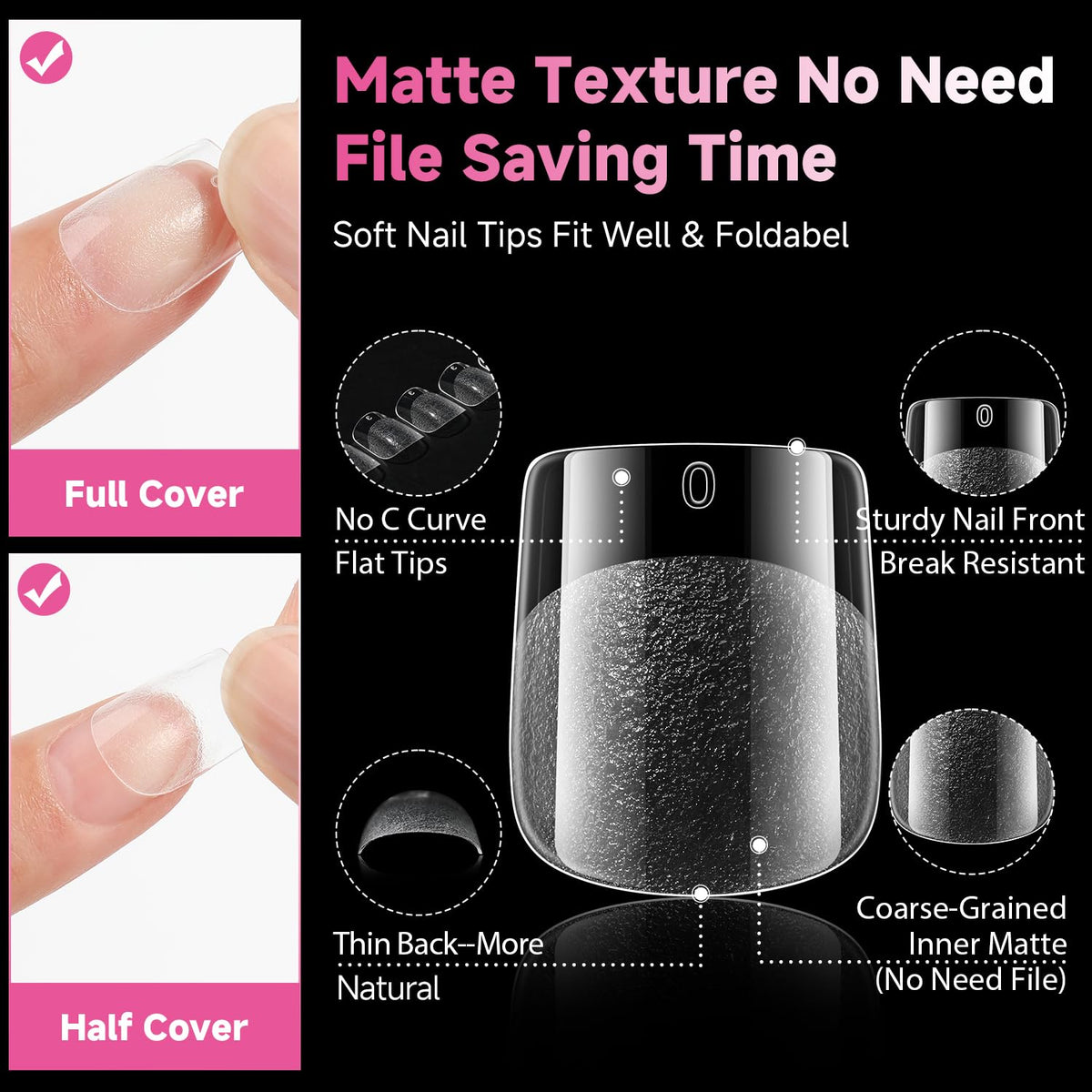UNA GELLA nail tips demonstrating professional square shape