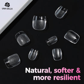 UNA GELLA nail tips displayed alongside nail glue gel