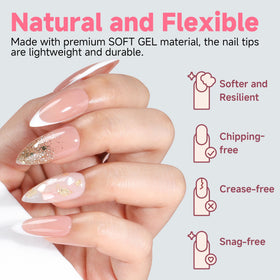 UNA GELLA nail tips displayed with nail polish