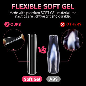 UNA GELLA nail tips displayed with nail polish